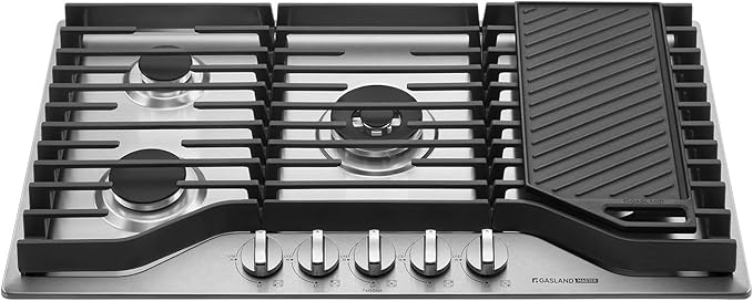 GASLAND Master 36 Inch Gas Cooktop with Griddle PRO GH3905SS1FC with 5 Burners,CSA certified, 120V Plug-in, NG/LPG Convertible