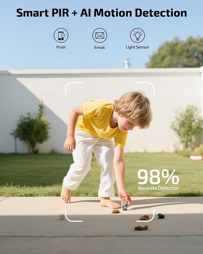 《100% Solar Powered &Full 360° Coverage》Outdoor Wireless PTZ Camera System, 4MP Solar Powered Battery Cameras,Home Video Surveillance, Surveillance DVR Kits