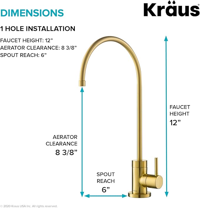 KRAUS Purita 100% Lead-Free Kitchen Water Filter Faucet in Brushed Brass, FF-100BB