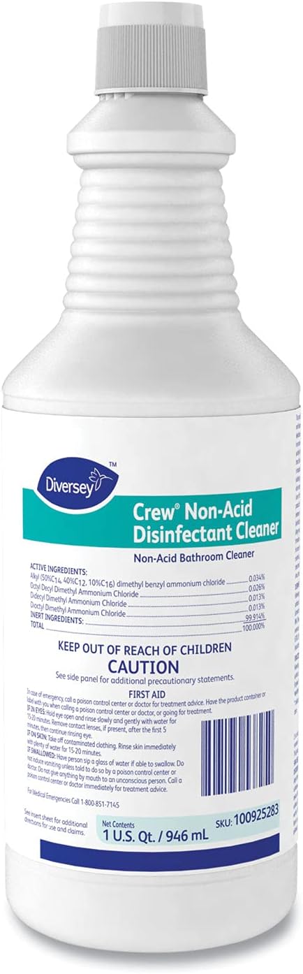 CREW Diversey 100925283 Neutral Non-Acid Bowl & Bathroom Disinfectant, 32 oz Squeeze Bottle, 12/CT