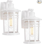 Darkaway Outdoor Porch Lights Wall Mount, Outdoor Light Fixtures Sconces Wall Lighting with Seeded Glass Waterproof Exterior Lights for Patio Yard House Hallway Doorway Garage(2 Pack, White)