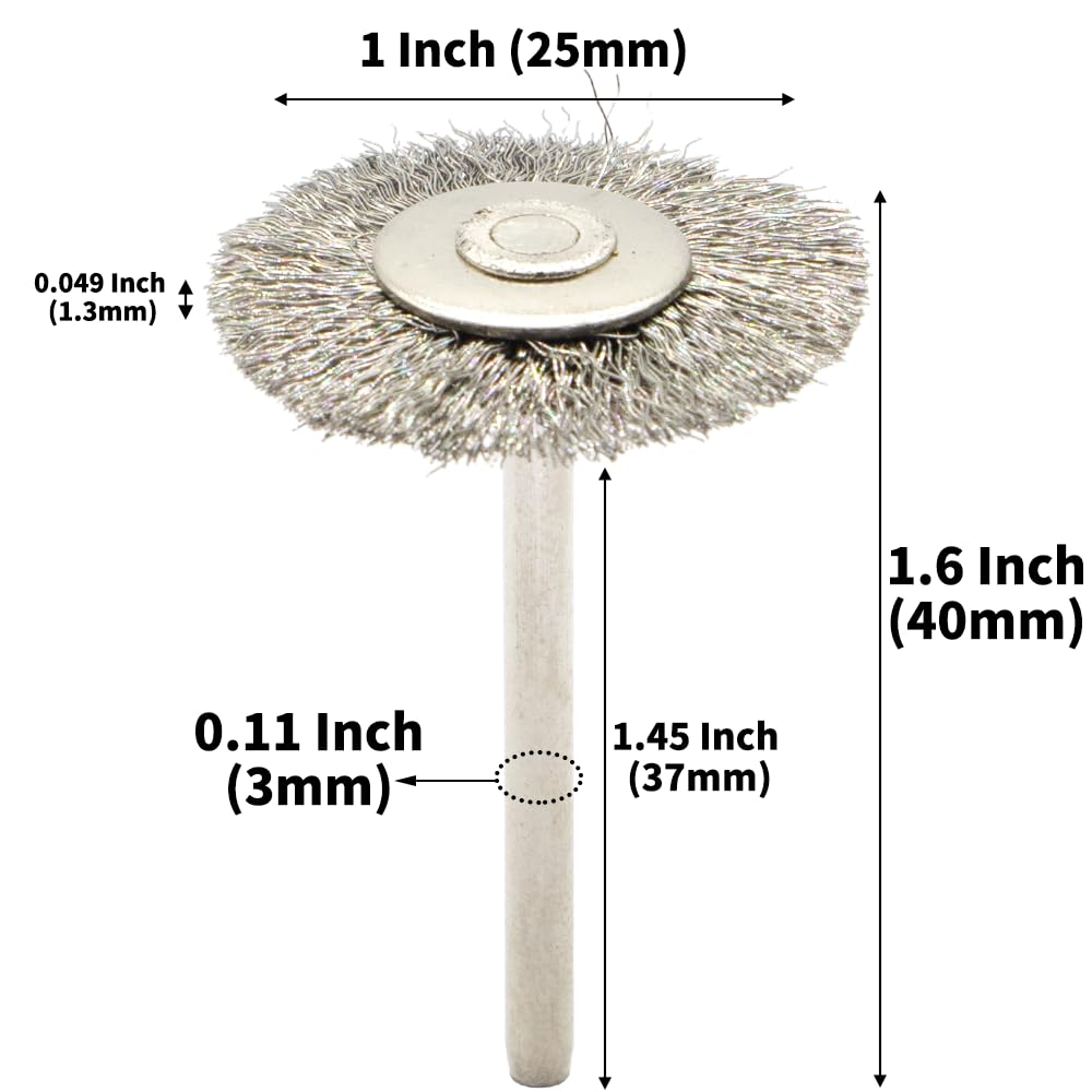 36-Piece Wire Brush Set - Metal Rust Removal, Polishing, Cleaning - Shaft 1/8″ (3mm) - Removes Burrs, Dust, and Oxide Layer - Handles Rough Surfaces - Designed for Industrial and DIY Enthusiasts