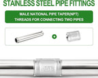 TAISHER 1PCS Stainless Steel Pipe Fittings, 1-1/2" NPT Male x 1-1/2" NPT Male Threaded, 10" Length Nipple Cast Pipe