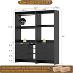 Aheaplus Closet System with 6 Drawers, 4.5ft Wood Closet Organizer System, Walk-in Closet or Small Closets Wardrobe, Clothes Rack with Hanging Rods, Set of 2 Black