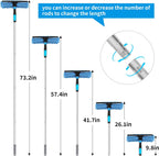 Professional 72'' Window Squeegee Cleaning Washing Tool/Kit with Extension Pole, 3 in 1 Squeegee for Window Cleaning Kit for High Window with 1 Rotatable Head 4 Interchangeable Scrubber