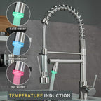 AIMADI Commercial Pull Down Kitchen Faucet Sprayer with LED Light,Single Handle Stainless Steel Kitchen Sink Faucets with Pull Down Sprayer,Suitable for Farmhouse Camper Laundry Rv Bar