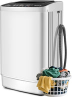 Nictemaw Portable Washing Machine 20Lbs, 2.8Cu.ft Full Automatic Portable Washer with 4 Water Levels 4 Wash Programs 3 Water Temp & Drain Pump, Compact Laundry Washer for Home, RV, Dorm