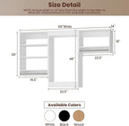 ROOMTEC Modular Closet System, 66" Closet Organizer with Hanging Rods, Wall-Mounted Wooden Tower for Walk-In Closets, Wardrobe Storage Kit, White