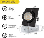 Square Black Recessed Lighting 4 Inch 6 Pack, Ajustable Eyeball recessed Light with Junction Box,5 Color Selectable,Airtight,9W 750LM,Dimmable,Black