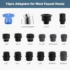 iFealClear Universal Metal Kitchen Faucet Head Replacement with 15 Adapters, 3-Mode Stainless Steel Pull Down Sink Faucet Sprayer Head Nozzle, Compatible with Moen, Delta, Pfister Faucets, Chrome