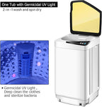 Waterjoy Portable Washing Machines, 7.7 lbs Load Capacity Portable Washer and Dryer Combo with Built-in Barrel Light & LED Display for Household and Apartment （Yellow）