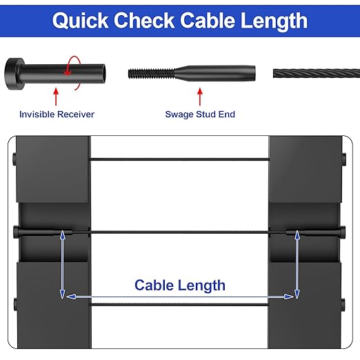 CKE 20 Pack Black Invisible Cable Railing Kits, 3/16" Black Stainless Steel Invisible Receiver and Swage Tensioner Stud End for 2x2 4x4 Wood Metal Post Deck Stairs, Cable Railing Hardware, BCR31