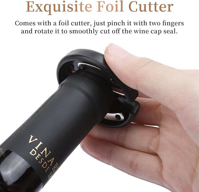 Electric Wine Opener 4-in-1 Gift Set, Vacuum Wine Stopper, Wine Pourer, Foil Cutter, Corkscrew, Battery Operated, Wine Cap, Wine Aerator, Easy Wine Cork Removal to Storage(SGS)
