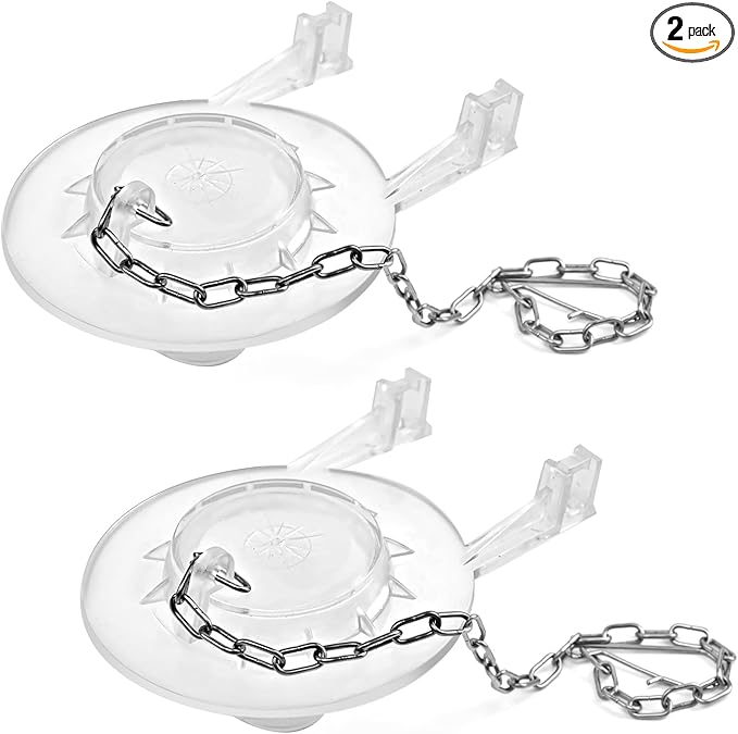 Toilet Flapper Replacement Kit 2 Inch (2 PCS) Universal for American Standard Toilet - Easy to Install, Long Lasting Silicone, Stainless Chain