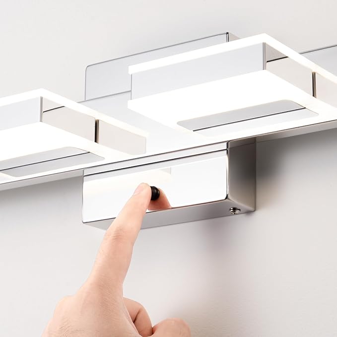 mirrea 24" LED Chrome Vanity Light 3000K/4000K/5000K CCT Adjustable 4 Light Bathroom Light Fixture Over Mirror