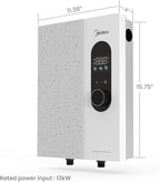Midea 13KW Electric Tankless Water Heater, Touch Control, Wi-Fi Control, LED Display, Child Mode, 240 Volts with Automatic Power Modulation, On-demand Hot Water, White