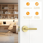 Amerdeco 3 Pack Brushed Gold Passage Door Handles,Heavy Duty Non-Locking Door Lever for Hall, Closet,Office Area, Shopping Malls AM0016