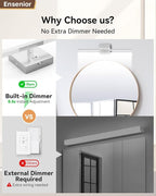 Ensenior Modern Vanity Light 24 Inch, Built-in Dimmer, 14W Dimmable 5CCT LED Light Fixture Over Mirror, Matte Grey Bar for Bathroom Mirror Cabinets Bedroom-FCC Certificated