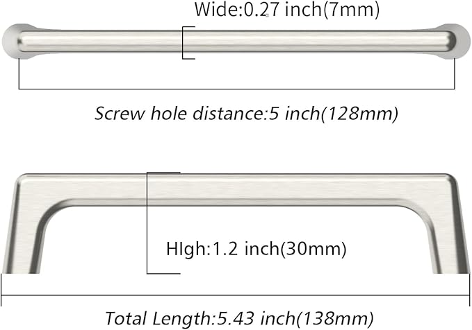 10 Pack Brushed Satin Nickel Cabinet Pulls 5 Inch Kitchen Cabinet Handles Cabinet Hardware Kitchen Handles for Cabinets Cupboard Handles Nickel Dresser Pulls Drawer Handle