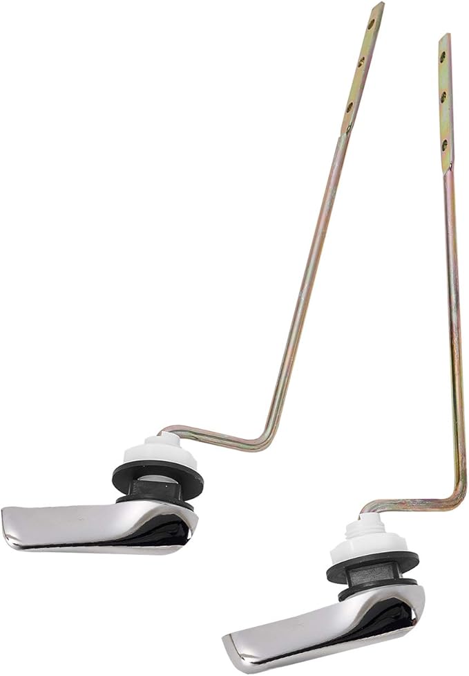 Toilet Handle Replacement Kit, Chrome Finish Side Mount Toilet Trip Levers with Seal Gasket and Nut, 2Pcs Stainless Steel Flapper Chains, Universal Replacement for Most Side Mount Toilets
