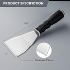 Mister Rui 2 Pack Paint Scraper Set, 3" Bent Paint Scraper with 10 in 1 Putty Knife, Stainless Steel Painting Tools, Metal Curved Floor Scraper for Cleaning, Removing, Repairing