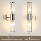 Brushed Nickel Bathroom Light Fixture, Industrial Up & Down Wall Vanity Sconce Indoor Farmhouse Glass Rods Bath Vanity Light Mirror Lighting Lamps Wall Mounted E12 Socket(Without Bulbs)