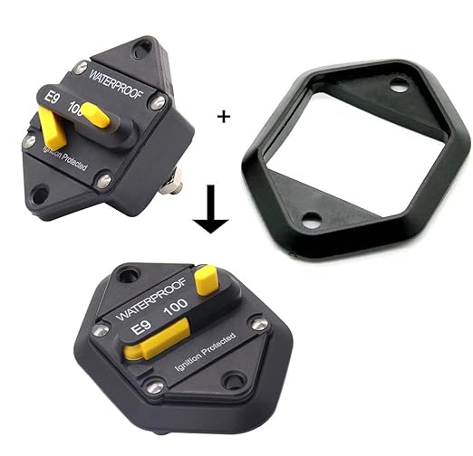 Hi-Amp 100 Amp Circuit Breaker with Manual Reset for Car Audio RV Truck Boat Marine, DC 12V - 48V | Waterproof IP67 Protection 100A Panel Mount