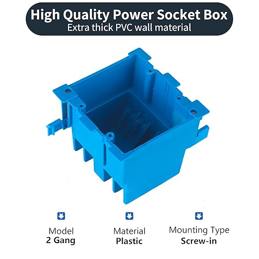 5 Pack 2 Gang Old Work Retrofit Standard Switch/Outlet Wall Electrical Box, 25 Cu.in. PVC 2 Gang Junction Box, 4-1/4-Inch Length by 3-2/3-Inch Width by 4-1/4-Inch Depth, for Constructions