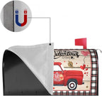 Valentines Day Mailbox Cover Magnetic Standard Size 25.5 x 21 Inch Love Hearts Red Truck Black White Buffalo Plaid Valentines Decoration Mailbox Cover Romantic Post Box Cover Wraps Garden Yard Decor