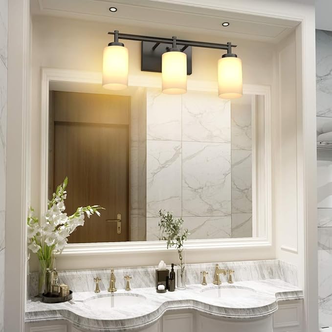 Aipsun Black Vintage Vanity Light, Bathroom Vanity Lighting Fixtures Industrial Vanity Light for Bathroom Black Wall Light Over Mirror(Exclude Bulb)