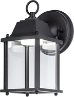 LIT-PaTH Outdoor LED Wall Lantern, Wall Sconce as Porch Lighting Fixture, 5000K Daylight White, 9.5W 800 Lumen, Aluminum Housing Plus Glass, Black Finish, 1-Pack