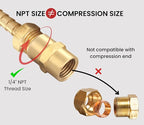 Brass Coupling 1/4 Inch NPT Female x 1/4 Inch NPT Female Hex Head Pipe Fitting, Compressor connector fnpt to fnpt Coupler, Air Hose Adapter Fittings, Thread 0.5" ID to 0.5" ID, 4 Pcs
