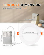 ZYC Recessed Lighting 6 Inch - 12W Ultra-Thin LED Ceiling Lights,2700-5000K Selectable,5CCT Dimmable Canless Wafer Downlight,1100LM Hight Brightness,Dimmable Can Light,Pack of 24 White.