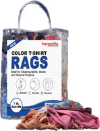 Premium Color Knit Cleaning Rags (1 lb. Bag) – Shop Rags Bulk for Workshops, Mechanics, Painters, and Home Use, Multipurpose Cotton T-Shirt Rags