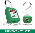 5pcs Green LOTO Locks Set - Keyed Different, 2 Keys Per Lock, OSHA Compliant, Safety Padlocks for Electrical Lockout Tag Out Kits