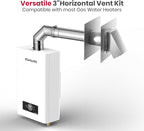 GASLAND 3" Stainless Steel Vent Pipe Kit for Gas Tankless Water Heaters, Includes 3" Termination Hood,3" x 90 Degree Elbow, 3"x 1' Vent Pipe,3" x 1.5' Vent Pipe and 3" Wall Thimble