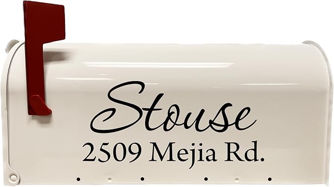 Mailbox Decals Personalized Address and Street Name Outdoor Stickers VWAQ-CMB1 (19 Inch X 9 Inch, Black)