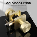 Haidms Gold Passage Door Knobs Interior, Zinc Alloy Brushed Gold Closet Door Knobs, Heavy Duty Round Brushed Brass Doorknobs for Hall Closet,Hallway(6 Pack)