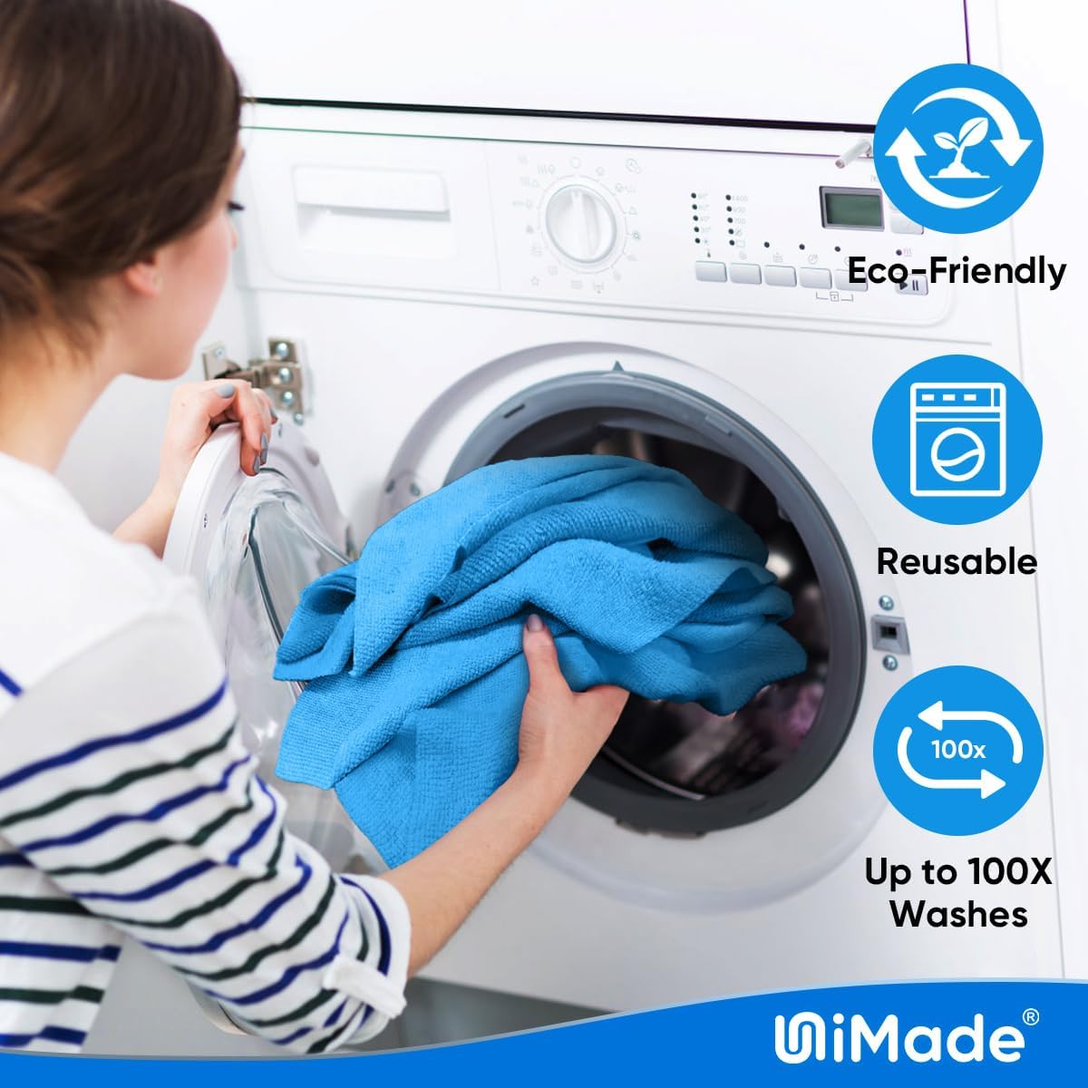 Shop Towel Rags, 20 Pack Reusable Shop Rags Bulk Microfiber Cleaning Cloth Lint Free Cleaning Towels for Car Kitchen Automotive Bar Mechanic Restaurant Garage, 11.5"x 11.5", Blue