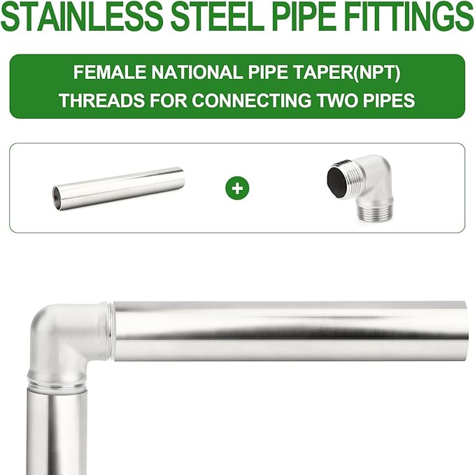 TAISHER 1PCS Stainless Steel Pipe Fittings, 1-1/2" NPT Female x 1-1/2" NPT Female Threaded, 10" Length Nipple Cast Pipe