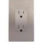 ENERLITES Elite Series Decorator Receptacle Outlet, Child Safe, Tamper-Resistant, Self-Grounding, Residential Grade, 15A 125V, UL Listed, 61501-TR-NKWP, Nickel With Wall Plate