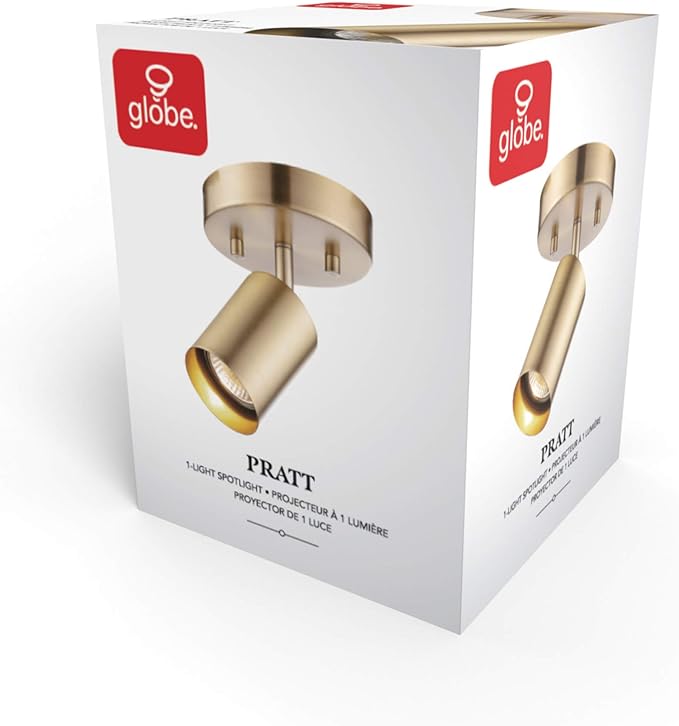 GLOBE Electric 59765 Pratt 1-Light Track Lighting Spotlight, Matte Brass, Gold