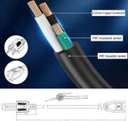 Black Heavy-Duty 13.1ft Indoor/Outdoor Extension Cord, 3 Prong 1250W 10A, Weather-Resistant Waterproof Power Cable with 3-Prong Grounded Plug, 18/3 SVT Wire, UL Listed