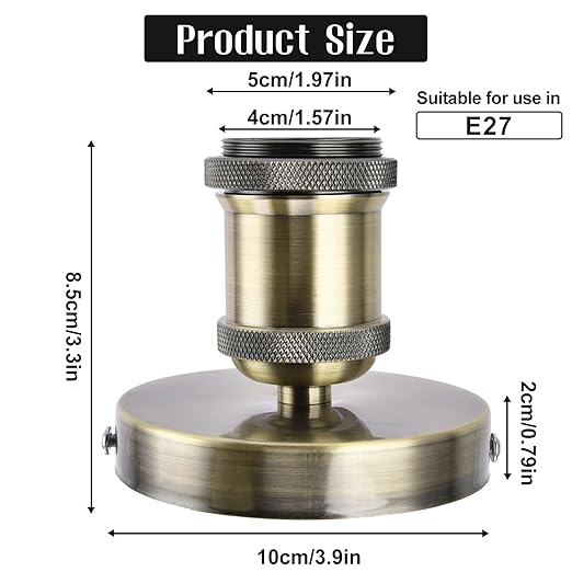 E26/E27 Screw Head Light Socket 100-240V Vintage Ceiling Light Wall Lamp Bulb Holder Socket for Hallway,Kitchen,Basement,Garage,Bar,Restaurant (Bronze)