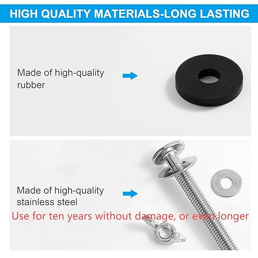 2PCS Universal Toilet Seat Bolts Kit,5/16 * 3.15 Inch Heavy Duty Stainless Steel Toilet Seat Screws with Specially Designed Stainless Steel Butterfly Downlock Nuts，Easy Installation and Long Lasting
