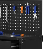 GarveeHome Rolling Tool Cabinet, Heavy Duty Steel Garage Storage Cabinet with 2 Drawers, Pegboard & 4 Wheels, Lockable Tool Cart Workbench for Workshop, Warehouse