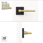 Mega Handles Prime Dummy Lever, Door Handle for Closet or French Doors, Single Side Door Levers, Fits All Standard Door Sizes, Covered Screws Included - Matte Black/Satin Brass (2 Pack) 5"