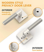 Asidrama 1 Pack Brushed Nickel Privacy Door Handles, Door Lever with Door Knobs Indoor for Bedroom or Bathroom, Heavy Duty Door Handles Interior with Locks for Left Right Sided Doors
