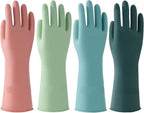 Bamllum 4 Pairs Dishwashing Gloves – Reusable Rubber Cleaning Gloves for Kitchen, Bathroom & Household, Durable & Flexible, Colorful Non-Slip Design (Large)