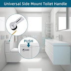 Hygie Rinse Universal Metal Toilet Handle Lever Flush Replacement, Side Mount Toilet Handle with Stainless Steel Flapper Chains, Toilet Repair Kit, Chrome